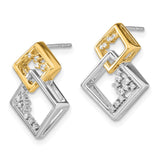 14k Two-tone Polished Double Square Diamond Post Earrings-WBC-EM6861-013-WYA