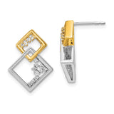 14k Two-tone Polished Double Square Diamond Post Earrings-WBC-EM6861-013-WYA