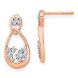 14k Rose Gold Polished Diamond Double Teardrop Post Earrings-WBC-EM6863-020-RA