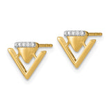 14k Satin and Polished Diamond Double Triangle Post Earrings-WBC-EM6865-005-YA