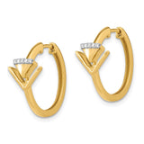 14k Satin/Polished Diamond Triangle Hinged Hoop Earrings-WBC-EM6866-005-YA