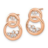 14k Rose Gold Polished Diamond Double Circle Post Earrings-WBC-EM6869-050-RA