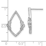 14k White Gold Polished Diamond Bezel Set Teardrop Post Earrings-WBC-EM6872-050-WA