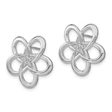 14k White Gold Polished Diamond Flower Post Earrings-WBC-EM6877-009-WA