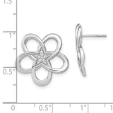 14k White Gold Polished Diamond Flower Post Earrings-WBC-EM6877-009-WA