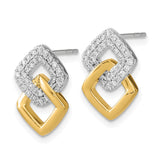 14k Two-tone Polished Diamond Double Square Post Earrings-WBC-EM6880-033-WYA