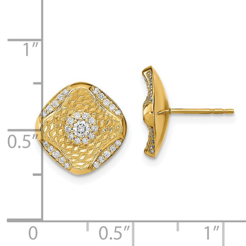 14k Polished Diamond Square Weave Post Earrings-WBC-EM6883-033-YA
