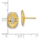 14k Polished and Textured Diamond Oval Post Earrings-WBC-EM6885-016-YA