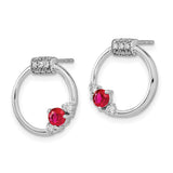 14k White Polished Diamond and Ruby Circle Post Earrings-WBC-EM6886-RU-019-WA
