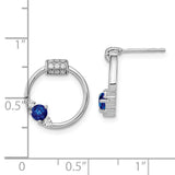 14k White Polished Diamond and Blue Sapphire Circle Post Earrings-WBC-EM6886-SA-019-WA