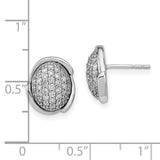 14k White Polished Oval Pave Diamond Post Earrings-WBC-EM6888-070-WA
