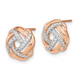 14k Rose Gold Polished Diamond Love Knot Post Earrings-WBC-EM6889-025-RA