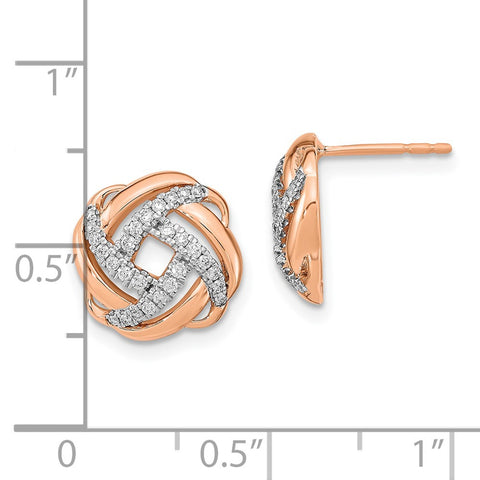 14k Rose Gold Polished Diamond Love Knot Post Earrings-WBC-EM6889-025-RA