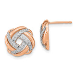 14k Rose Gold Polished Diamond Love Knot Post Earrings-WBC-EM6889-025-RA