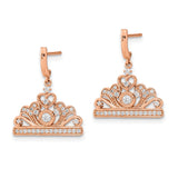 14k Rose Gold Polished Diamond Tiara Dangle Post Earrings-WBC-EM6894-033-RA