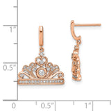 14k Rose Gold Polished Diamond Tiara Dangle Post Earrings-WBC-EM6894-033-RA