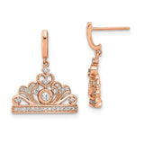 14k Rose Gold Polished Diamond Tiara Dangle Post Earrings-WBC-EM6894-033-RA