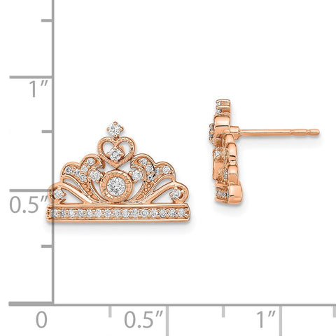 14k Rose Gold Polished Diamond Tiara Post Earrings-WBC-EM6895-033-RA
