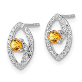 14k White Gold Polished Diamond and Citrine Post Earrings-WBC-EM6896-CI-020-WA