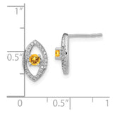 14k White Gold Polished Diamond and Citrine Post Earrings-WBC-EM6896-CI-020-WA