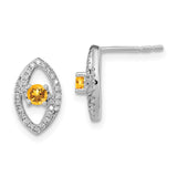 14k White Gold Polished Diamond and Citrine Post Earrings-WBC-EM6896-CI-020-WA