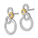 14k Two-tone Polished Diamond Circles Post Earrings-WBC-EM6906-015-WYA