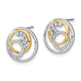 14k Two-tone Polished Diamond Circle Cluster Post Earrings-WBC-EM6907-020-WYA