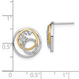 14k Two-tone Polished Diamond Circle Cluster Post Earrings-WBC-EM6907-020-WYA