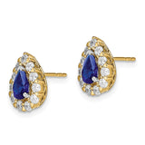 14k Pear Sapphire and Diamond Halo Post Earrings-WBC-EM6991-SA-077-YA