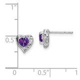 14k White Gold Amethyst and Diamond Heart Earrings-WBC-EM7027-AM-001-WA