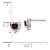 14k White Gold Garnet and Diamond Heart Earrings-WBC-EM7027-GA-001-WA