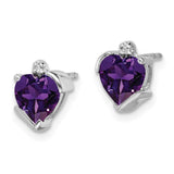 14k White Gold Amethyst and Diamond Heart Earrings-WBC-EM7028-AM-001-WA