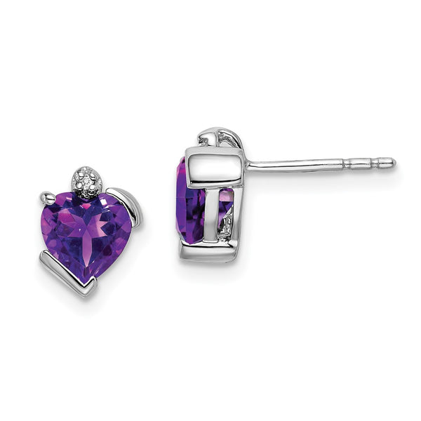 14k White Gold Amethyst and Diamond Heart Earrings-WBC-EM7028-AM-001-WA