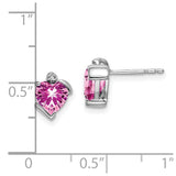 14k White Gold Created Pink Sapphire and Diamond Heart Earrings-WBC-EM7028-CPS-001-WA