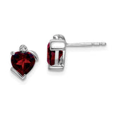 14k White Gold Garnet and Diamond Heart Earrings-WBC-EM7028-GA-001-WA