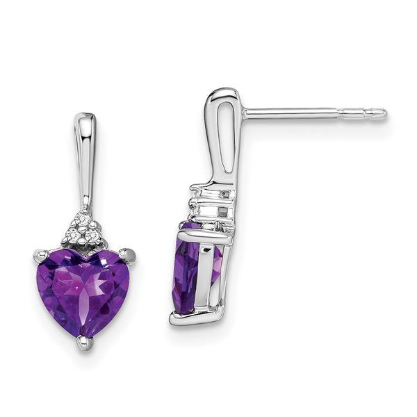 10k White Gold Amethyst and Diamond Heart Earrings-WBC-EM7029-AM-003-1WA