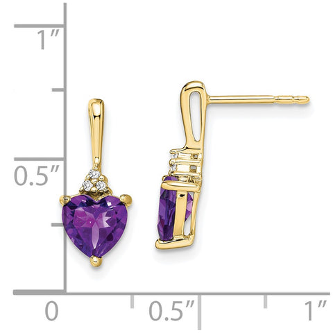 10k Amethyst and Diamond Heart Earrings-WBC-EM7029-AM-003-1YA