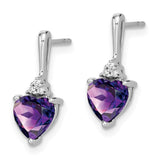 14k White Gold Amethyst and Diamond Heart Earrings-WBC-EM7029-AM-003-WA