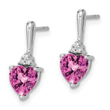 14k White Gold Created Pink Sapphire and Diamond Heart Earrings-WBC-EM7029-CPS-003-WA