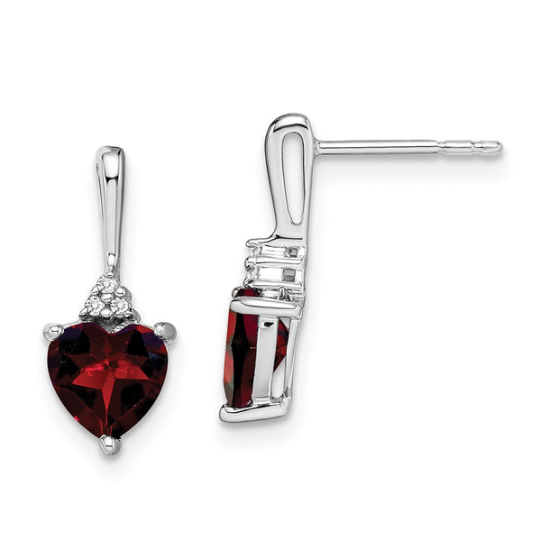 10k White Gold Garnet and Diamond Heart Earrings-WBC-EM7029-GA-003-1WA