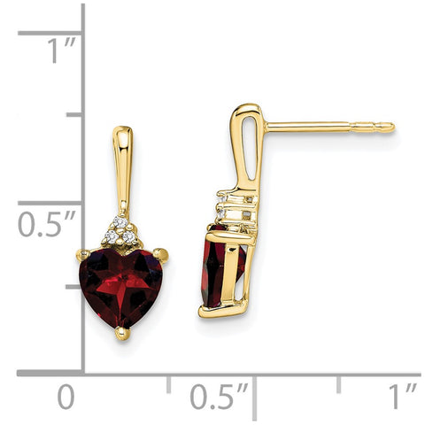 10k Garnet and Diamond Heart Earrings-WBC-EM7029-GA-003-1YA