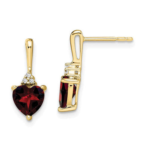 10k Garnet and Diamond Heart Earrings-WBC-EM7029-GA-003-1YA