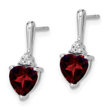 14k White Gold Garnet and Diamond Heart Earrings-WBC-EM7029-GA-003-WA