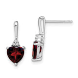 14k White Gold Garnet and Diamond Heart Earrings-WBC-EM7029-GA-003-WA