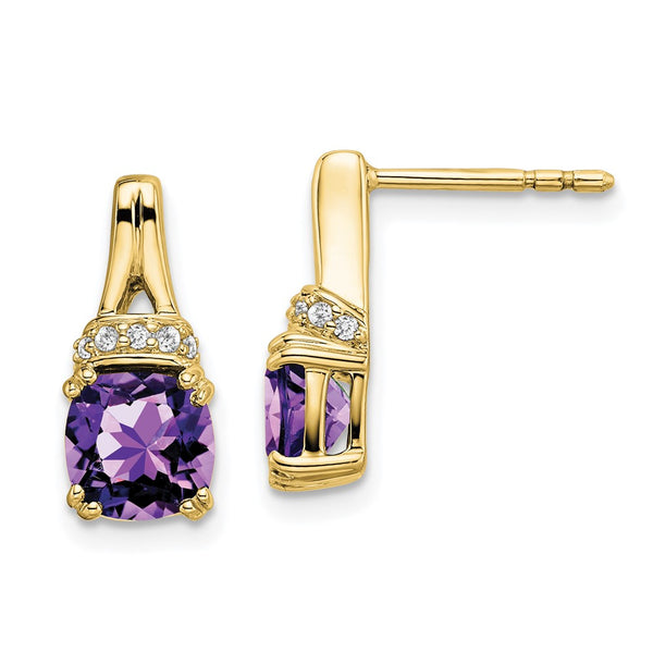 10k Yellow Gold Amethyst and Diamond Earrings-WBC-EM7074-AM-007-1YA