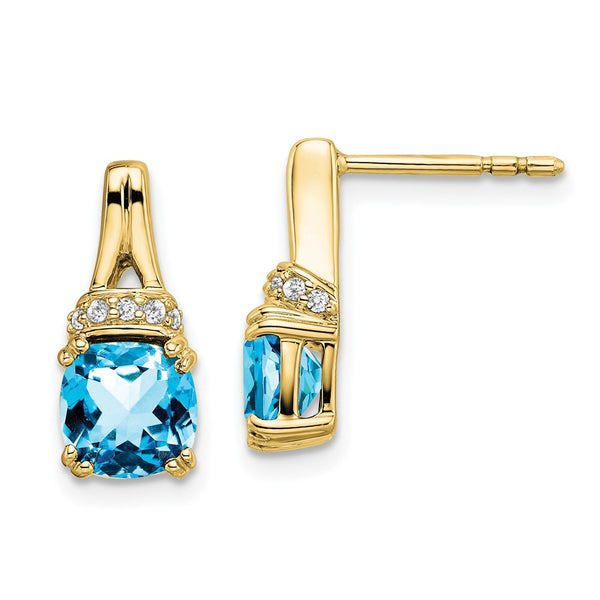 10k Yellow Gold Blue Topaz and Diamond Earrings-WBC-EM7074-BT-007-1YA