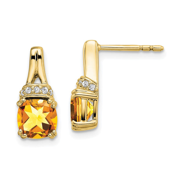 10k Yellow Gold Citrine and Diamond Earrings-WBC-EM7074-CI-007-1YA