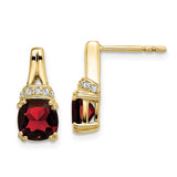 10k Yellow Gold Garnet and Diamond Earrings-WBC-EM7074-GA-007-1YA