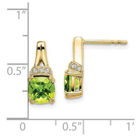 10k Yellow Gold Peridot and Diamond Earrings-WBC-EM7074-PE-007-1YA