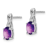 14k White Gold Oval Amethyst and Diamond Earrings-WBC-EM7075-AM-001-WA